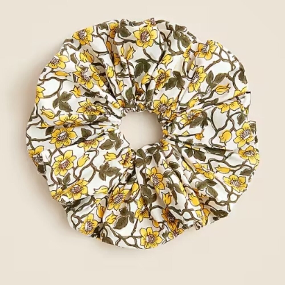 J.Crew Oversized Printed Scrunchie – Lemon Yellow Multi – NWT